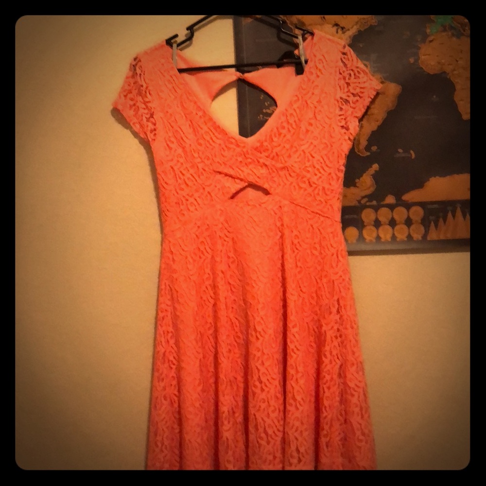 Orange pink maxi dress